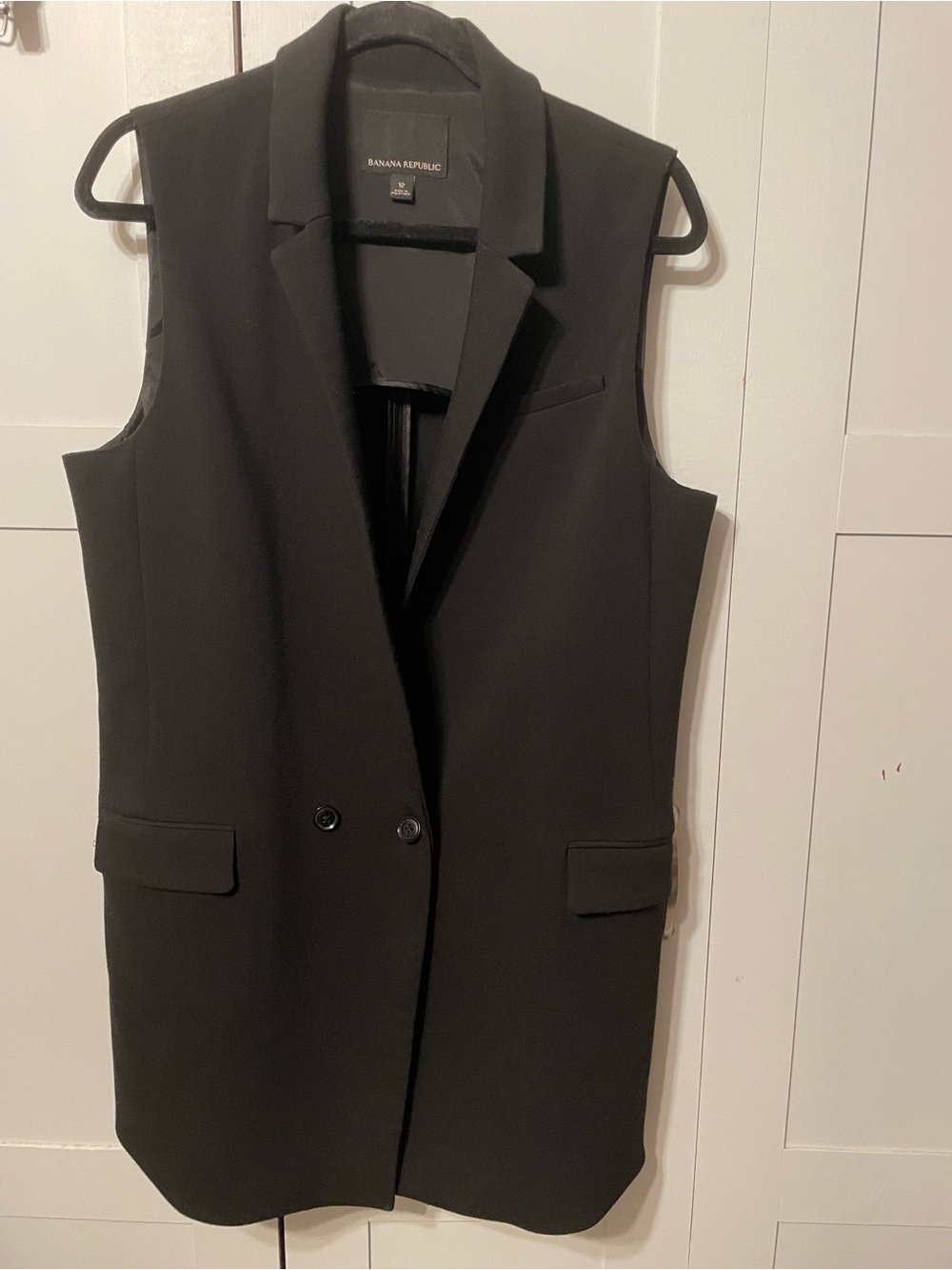Banana Republic Black Sleeveless Blazer Vest - Double Button